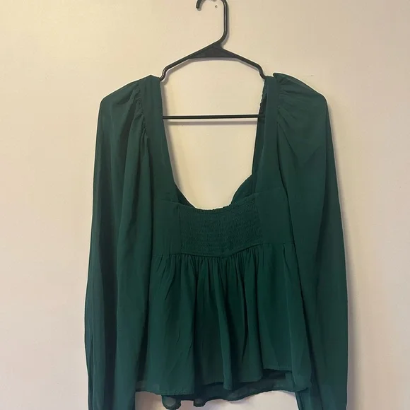 Abercrombie & Fitch Deep Green Puff Sleeve Blouse - Picture 4 of 5